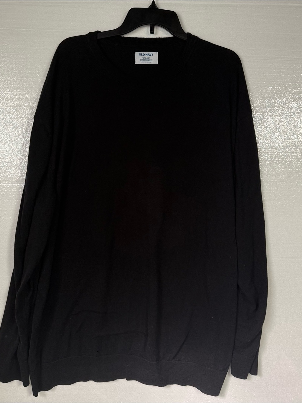 Old Navy Sweater Men 3XL Tall Black Crewneck Pullover Long Sleeve Lightweight